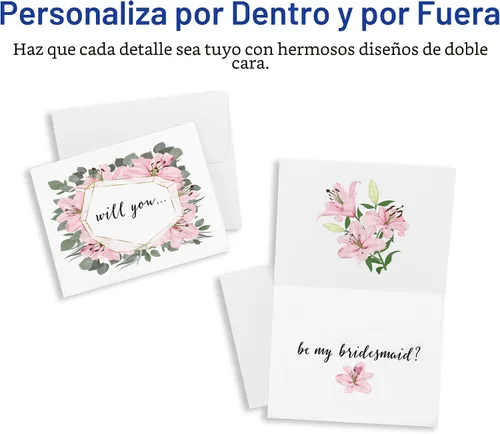 Vista 6 de Avery Tarjetas de notas imprimibles con sobres, 4.25 x 5.5 pulgadas, blanco texturizado, 50 tarjetas de notas en blanco para impresoras de inyección