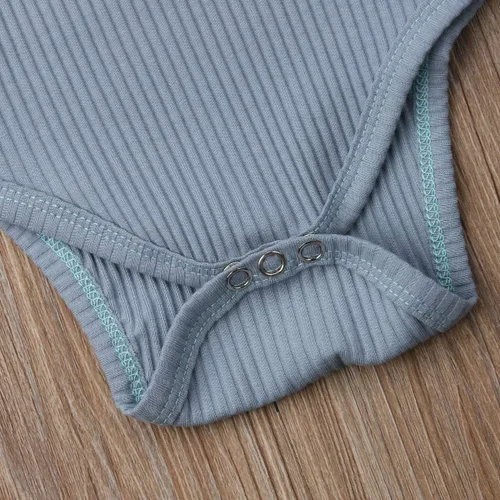 Vista 6 de Seyurigaoka Mameluco de manga larga unisex para bebé recién nacido, con punto acanalado liso, para niño y niña