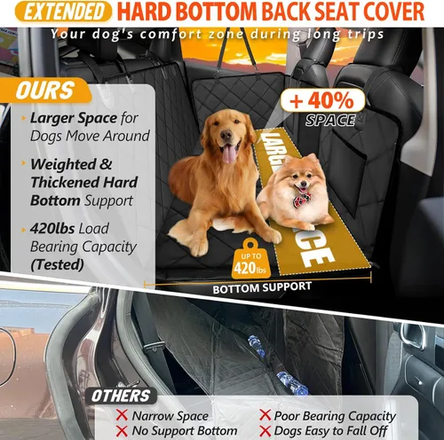 Vista 2 de Extensor de asiento trasero para perros, gran espacio, funda de asiento de automóvil para perro, parte inferior dura con capacidad para 420 libras
