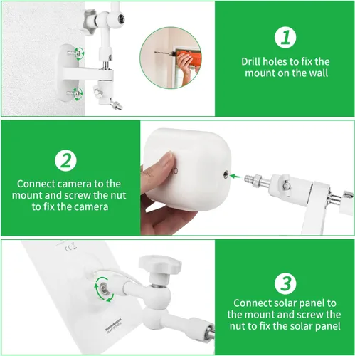 Vista 5 de Soporte de pared 2 en 1 para panel solar Arlo y cámara de seguridad Arlo Pro/Pro 2/Pro 3/Pro 4/Ultra, ángulo ajustable para obtener la máxima luz