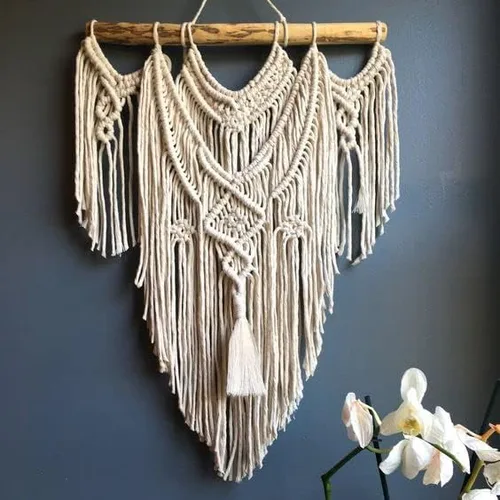 Vista 3 de Macrame Wall Hanging Boho Home Decor Chic Woven Decoration for Bedroom Living Room Apartment Dorm Gallery Perfect Handmade Christmas Gift Ideas