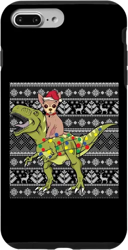 Vista 12 de iPhone 12 mini Chihuahua on Trex dinosaurio feo suéter navideño fresco divertido caso