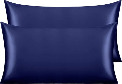 Vista 20 de NTBAY Paquete de 2 fundas de almohada estándar de satén para cabello y piel, lujosas y sedosas fundas de almohada con cierre de sobre, 20 x 26