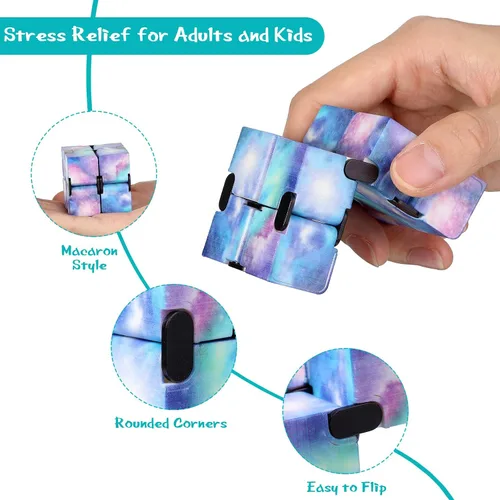Vista 3 de Chivao 48 piezas de cubo infinito juguete sensorial cubo infinito Fidget juguete para aliviar el estrés de mano infinito volteando escritorio