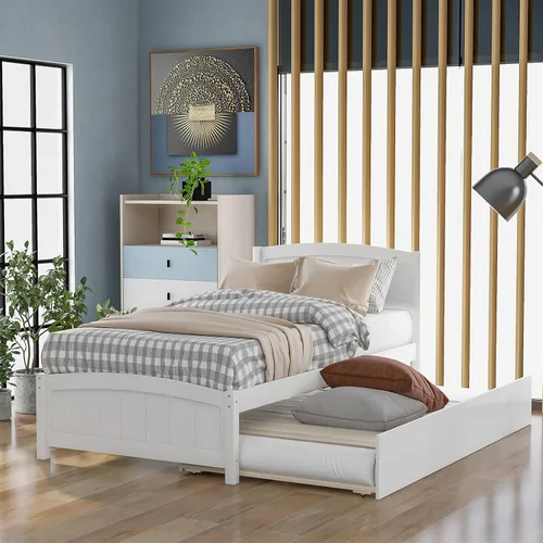 Vista 7 de Harper & Bright Designs Cama individual con cajones, marco de cama de madera con cabecero y estribo, plataforma de madera para niños, niñas, niños