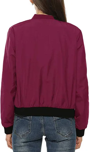 Vista 3 de YfiDSJFGJ Wowomen - Chaqueta ligera, de manga larga, con cremallera, estampado de traje de béisbol