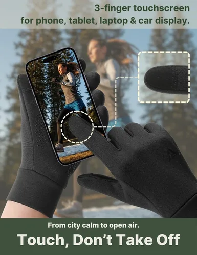 Vista 3 de Guantes ligeros de invierno para correr, guantes de pantalla táctil, forros para ciclismo, ciclismo, para hombres y mujeres