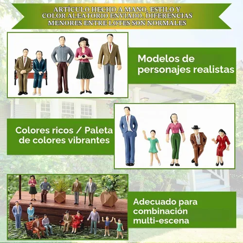 Vista 3 de Namalu 17 Pcs 1: 25 Scale Mini People Figurines Model with Benches