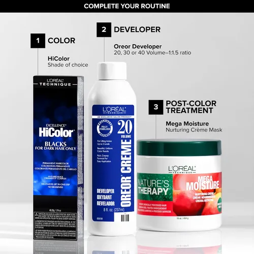 Vista 5 de L'Oréal Technique HiColor Violet & Blacks Permanent Hair Color - Anti-Breakage Ceramide R Complex, Multi-Lift with No Brassiness, For Dark Bases