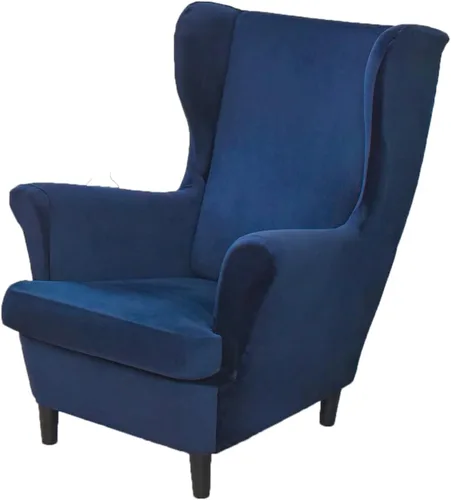 Vista 16 de OBCREAT Fundas para silla Wingback, 2 piezas de terciopelo elástico con respaldo de ala, fundas de sofá para silla de ala suave con parte inferior