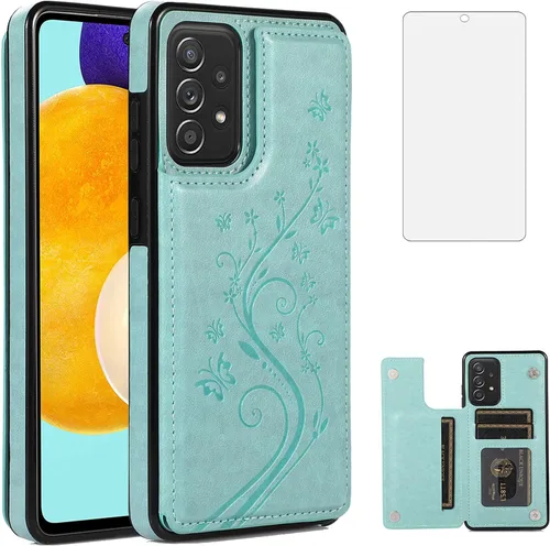 Vista 13 de Funda de teléfono para Samsung Galaxy A53 5G 2022 con protector de pantalla de vidrio templado, tarjetero/tarjetero/cartera, soporte para celda