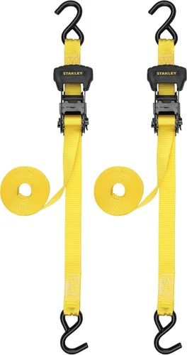 Vista 15 de STANLEY S10002-12 Correas de trinquete negras/amarillas de 1" X 12' - Carga de trabajo segura de 500 LBS / Fuerza de rotura de 1,500 LBS, paquete