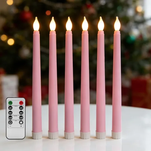 Vista 33 de Velas cónicas sin llama negras con control remoto, velas LED parpadeantes que funcionan con pilas, juego de 6