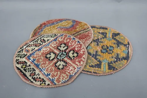Vista 3 de Accesorio de comedor, Rug Supla, Kilim Supla, mantel individual beige, alfombra Supla de 10 x 10 pulgadas, mantel individual étnico, placa inferior