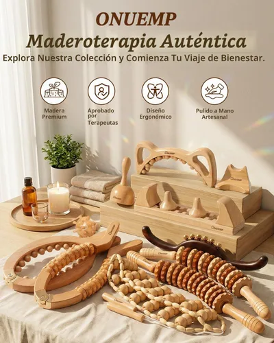 Vista 7 de ONUEMP - Masajeadores de lipedema para muslo, pantorrilla, cintura y glúteos Cellulite Massage Tool, Wood Therapy Massage Tools Maderoterapia Kit