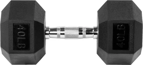 Vista 3 de Rubber Encased Hex Dumbbell with Knurled Alloy Material Non-slip Handle, Basic Professional Dumbbell