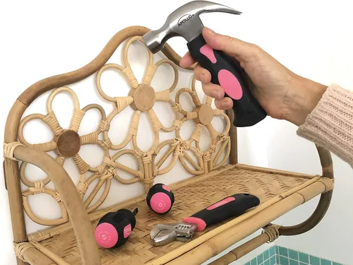 Vista 3 de Apollo Tools - Juego de herramientas cortas de 4 piezas para manos pequeñas y espacios reducidos. Conveniente y compacto juego de herramientas Rosa