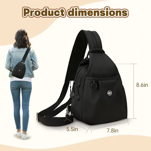 Vista 4 de Mini bolsa impermeable de 2 vías, mochila pequeña Oxford con múltiples compartimentos, para mujeres, universitarios, viajeros, viajes con antirrobo