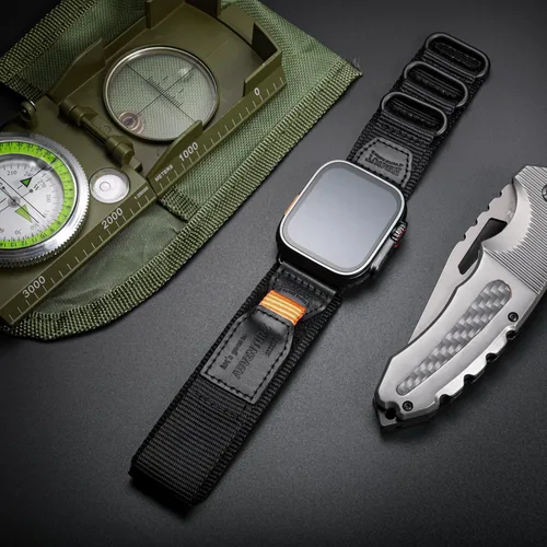 Vista 7 de Correa de nailon resistente compatible con Apple Watch, para iWatch 42/44/45/38/40/41/1.929 in, correa militar para Ultra 1/2 Series