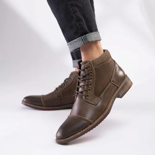 Vista 7 de Arkbird Botas de vestir para hombre, botas de tobillo clásicas de cuero genuino con cremallera lateral