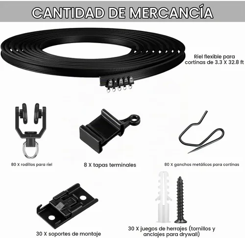 Vista 2 de Jetec Riel de cortina flexible para techo, riel flexible flexible para colgar en la pared, para sala de estar, dormitorio, barra divisora RV