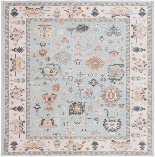 Vista 6 de SAFAVIEH Phoenix Colección 500 - Alfombra de pasillo, 2 pies 2 pulgadas x 9 pies, color azul y marfil, diseño geométrico, ideal para zonas de alto