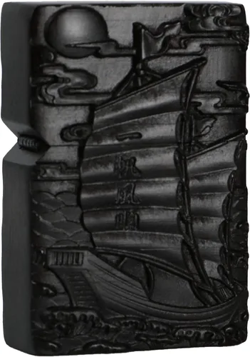 Vista 13 de Caja de carcasa de madera de ébano negro natural tallada para módulo Zippo (Serpiente Cobra)