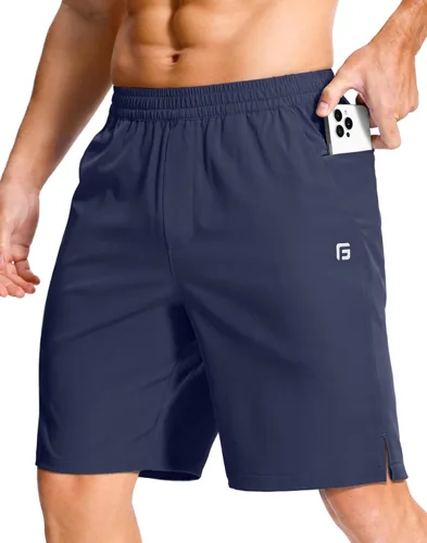 Vista 80 de GGJ Pantalones cortos deportivos ligeros para hombre con 2 bolsillos con cremallera de 7/5/9 pulgadas, pantalones cortos de tenis de secado rápido
