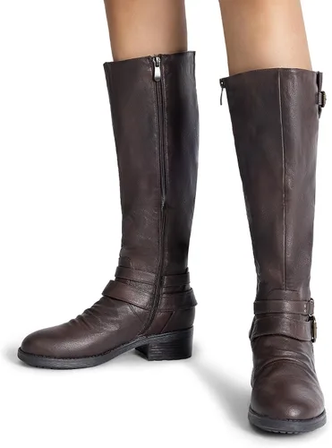 Vista 2 de DREAM PAIRS Botas de equitación hasta la rodilla para mujer de pantorrilla ancha