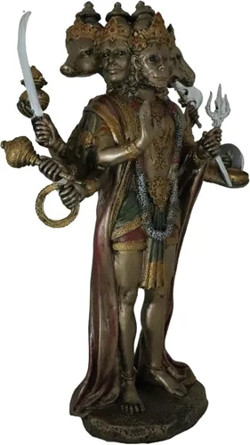 Vista 7 de Ebros Mystic Yogi Panchamukhi Hanuman Figura 9.75 pulgadas de alto mono de cinco caras Ramayana hindú Dios Iluminación oriental Vastu escultura