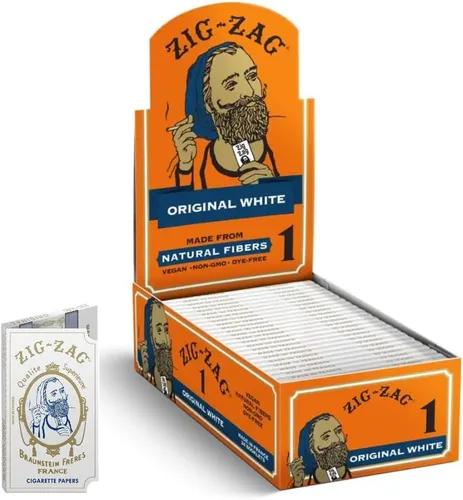 Vista 8 de ZIG-ZAG - Papel de liar blanco original de 2.756 in, goma árabe natural, línea de sellado de pegamento fino, 6 folletos con 32 papeles por folleto