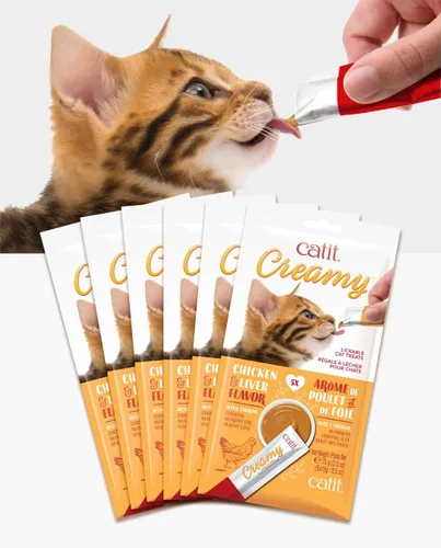 Vista 7 de Catit Creamy - Paquetes personalizados de golosinas para gato que puede lamer
