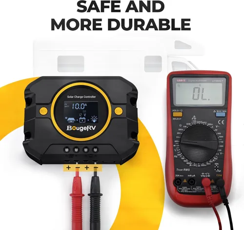 Vista 5 de BougeRV Li 10A PWM Controlador de carga solar 12V 24V, regulador de panel solar con pantalla retroiluminada, puerto USB, parámetro ajustable