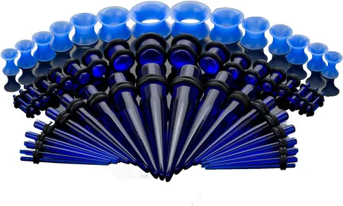 Vista 2 de CABBE KALLO Juego de 50 dilatadores de oreja de silicona, dilatadores y tapones acrílicos 14G-00G, juego de expansores de ojal para mujeres