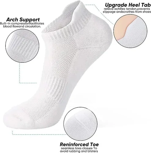 Vista 2 de UnideKuaiDi 8 pares de calcetines deportivos para correr al tobillo, calcetines deportivos de corte bajo para hombres y mujeres