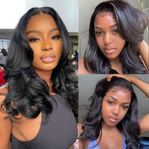 Vista 20 de Peluca de cabello humano estilo Bob para mujeres negras, 4x4, sin pegamento, encaje frontal, pelucas de cabello humano prearrancadas cortas