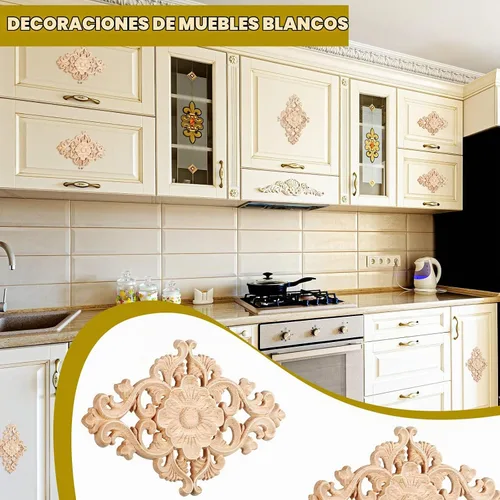 Vista 2 de Sanwuta 20 apliques tallados en madera para decoración de puertas