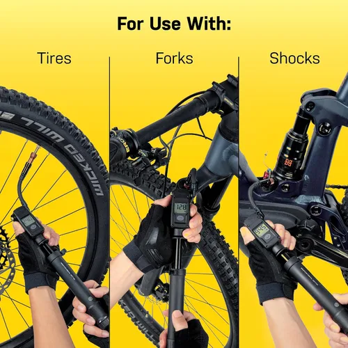 Vista 5 de Topeak Mountain Digital - Bomba de bicicleta de 2 etapas – Bomba de choque de alta presión/alto volumen de modo dual con medidor digital, bloqueo