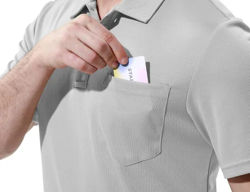 Vista 5 de TBMPOY Polo para hombre con bolsillo, manga corta, secado rápido, informal, para deportes al aire libre