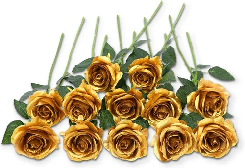 Vista 25 de Laelfe 12 PCS Flores Artificiales Rosas Negras, Flores de Seda Falsas de Tallo Largo Rosa Artificial para Decoraciones de Halloween Hogar Boda Negro