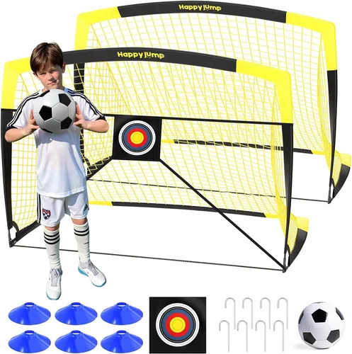 Vista 12 de Happy Jump Portable Soccer Goal 7x5 & 5x3.6 FT, Large-Frame Training Net