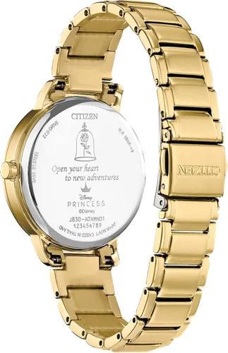 Vista 3 de Citizen Juego de caja de Bella y Bestia de Disney para mujer con pin Eco-Drive Tono dorado