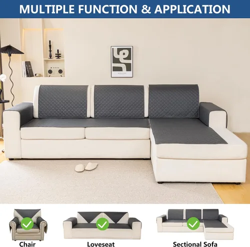 Vista 2 de Eismodra Funda para Reposabrazos, Fundas de Sofá para Sofá de 3 Cojines, Funda de Sofá Seccional, Fundas Deslizantes Lavables, Protector de Muebles