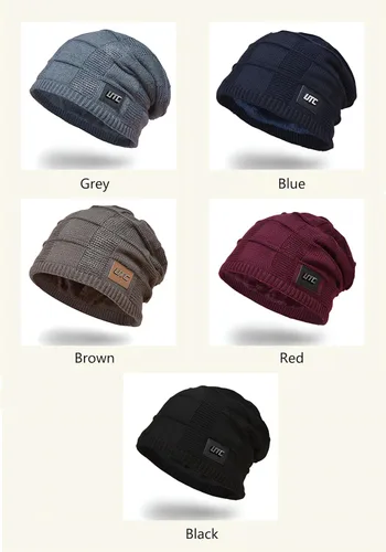 Vista 6 de Gorro de invierno para hombre y mujer, calcetines de forro polar grueso y cálido de punto casual Negro