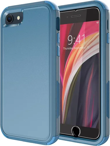 Vista 13 de Diverbox Funda diseñada para iPhone SE con protector de pantalla, resistente a los golpes, resistente a los golpes, para Apple iPhone se Phone Negro