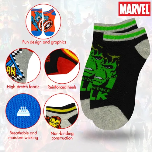 Vista 4 de Marvel Calcetines de Spider-Man para niños, 10 pares de calcetines de corte bajo para niños de 3 a 9 años Marvel Comics