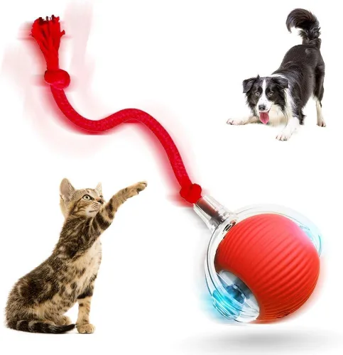 Vista 8 de Pelota interactiva rodante para perros, pelota autoenrollable para perros, juguetes interactivos para gatos, juguete automático automático para Gris
