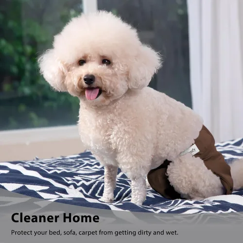 Vista 2 de Vecomfy Pañales Reutilizables para Perras para Perros Pequeños, (Paquete de 4) Pañales Absorbentes Fáciles para Cachorros Recién Nacidos