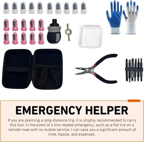 Vista 5 de Kit de uñas de goma para reparación de neumáticos, kit de reparación rápida de tapones de tornillo de neumáticos, alicates de enchufe de parche