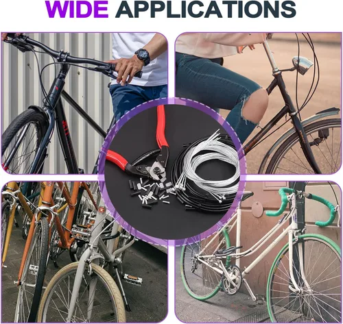 Vista 7 de Swpeet Carcasa universal para cable de cambio de bicicleta, 67 piezas, con kit de cortador de cables de bicicleta, tapas de extremo de cable